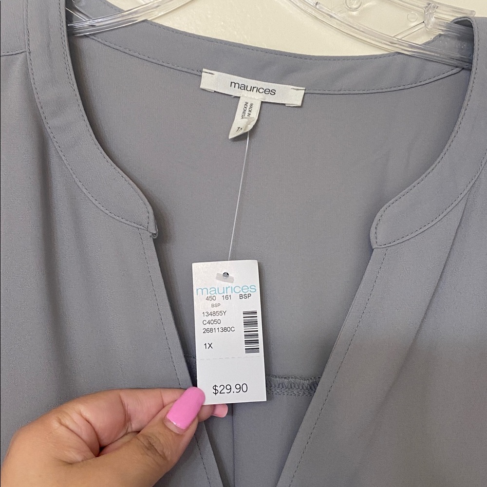 Maurices Gray Blouse with Zipper Accent - Picture 2 of 5